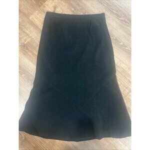 Vintage White Stag Black Faux Suede Midi Maxi Paneled flared Skirt 14 gotic